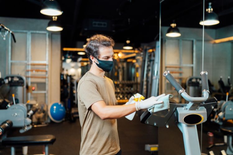how to clean gym equipment at home