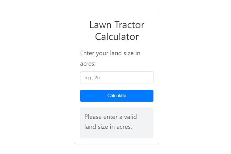 lawn tractor calculator